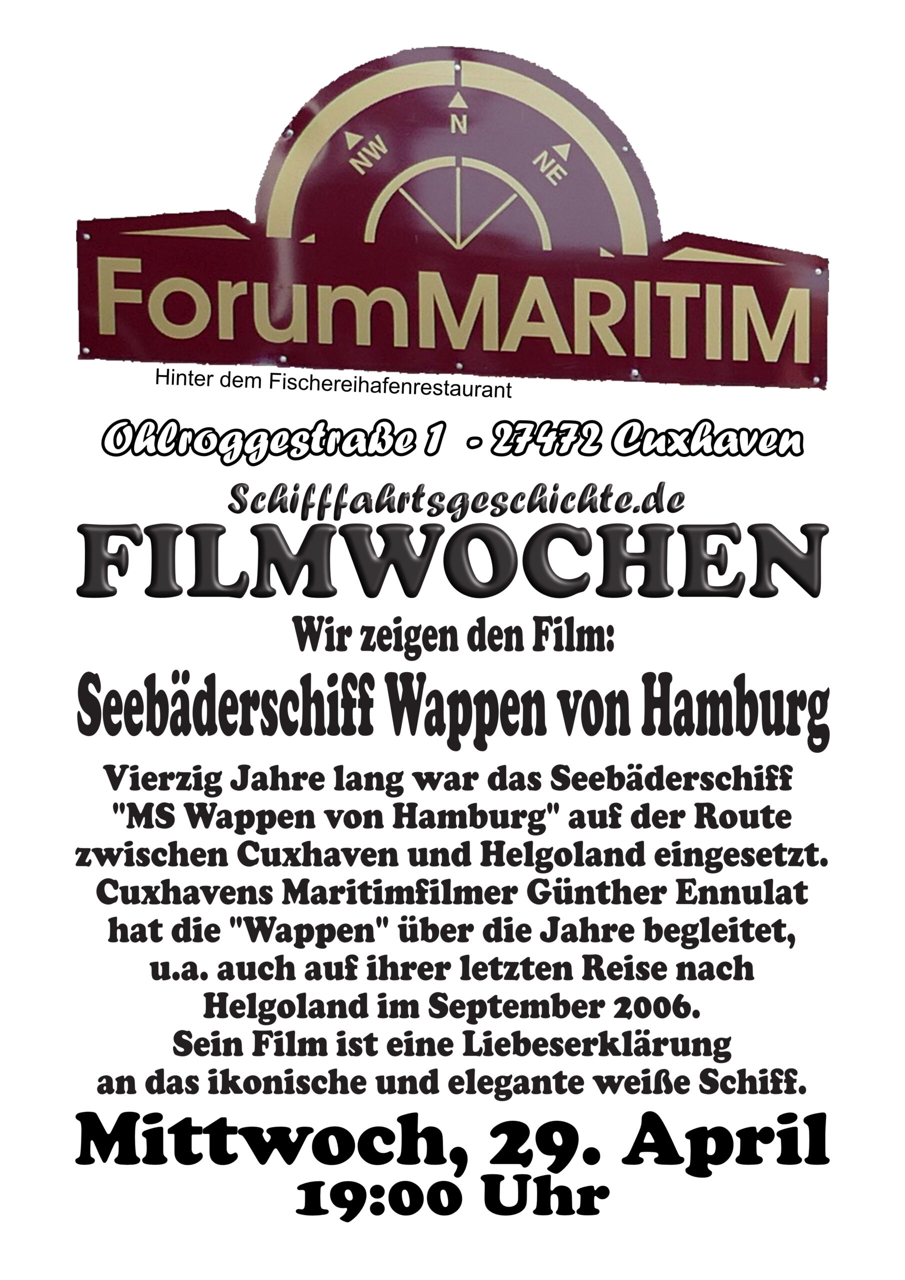Filmabend "Seebäderschiff Wappen von Hamburg"